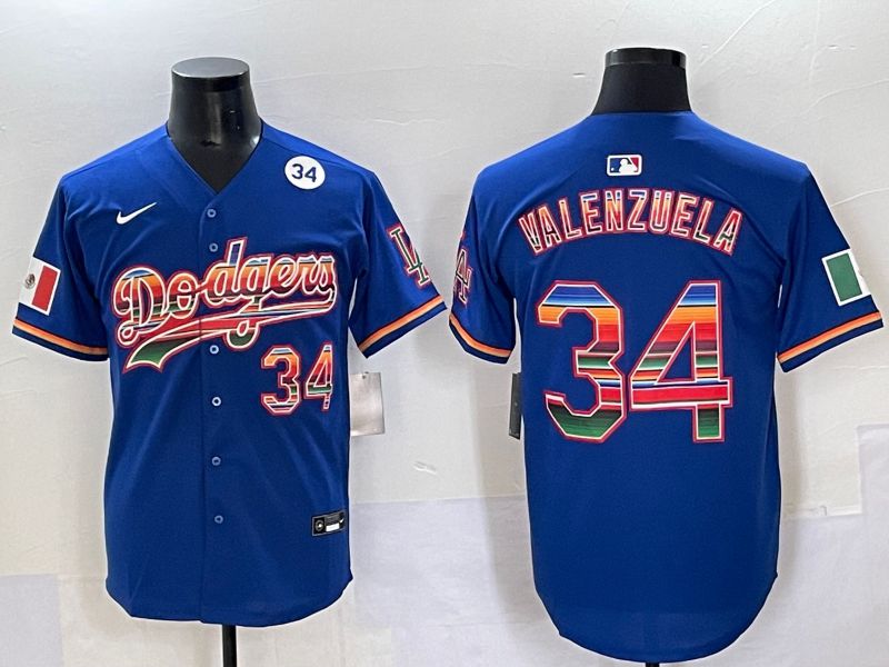 Men 2025 Los Angeles Dodgers 34 Valenzuela Blue Nike MLB Jersey style 6278